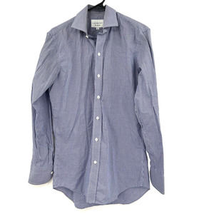 Ledbury fine shirtmaker size 15" 38cm button up long sleeve shirt‎ blue white